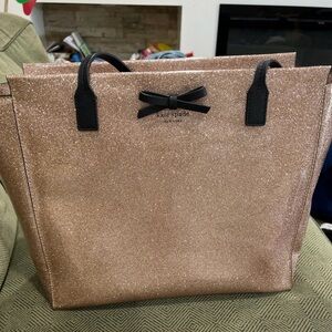 Kate spade rose gold vinyl glitter tote